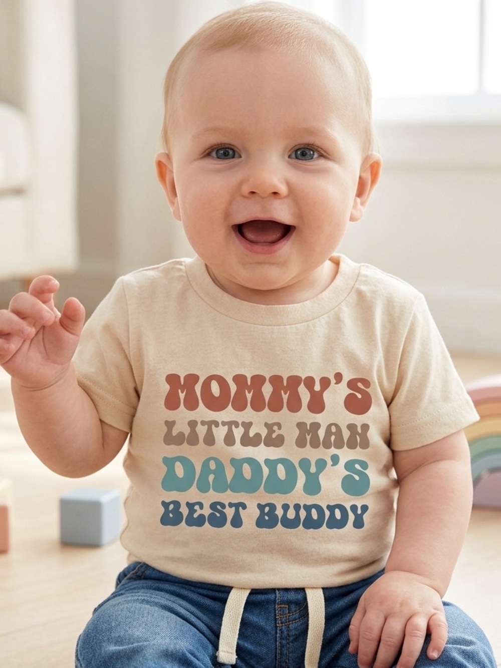 Retro Style “Mommy’s Little Man, Daddy’s Best Buddy” Toddler Tee